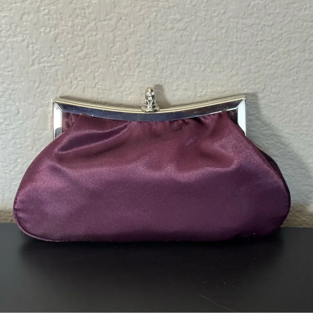 Newport News Deep Purple Berry Satin Clutch NWT